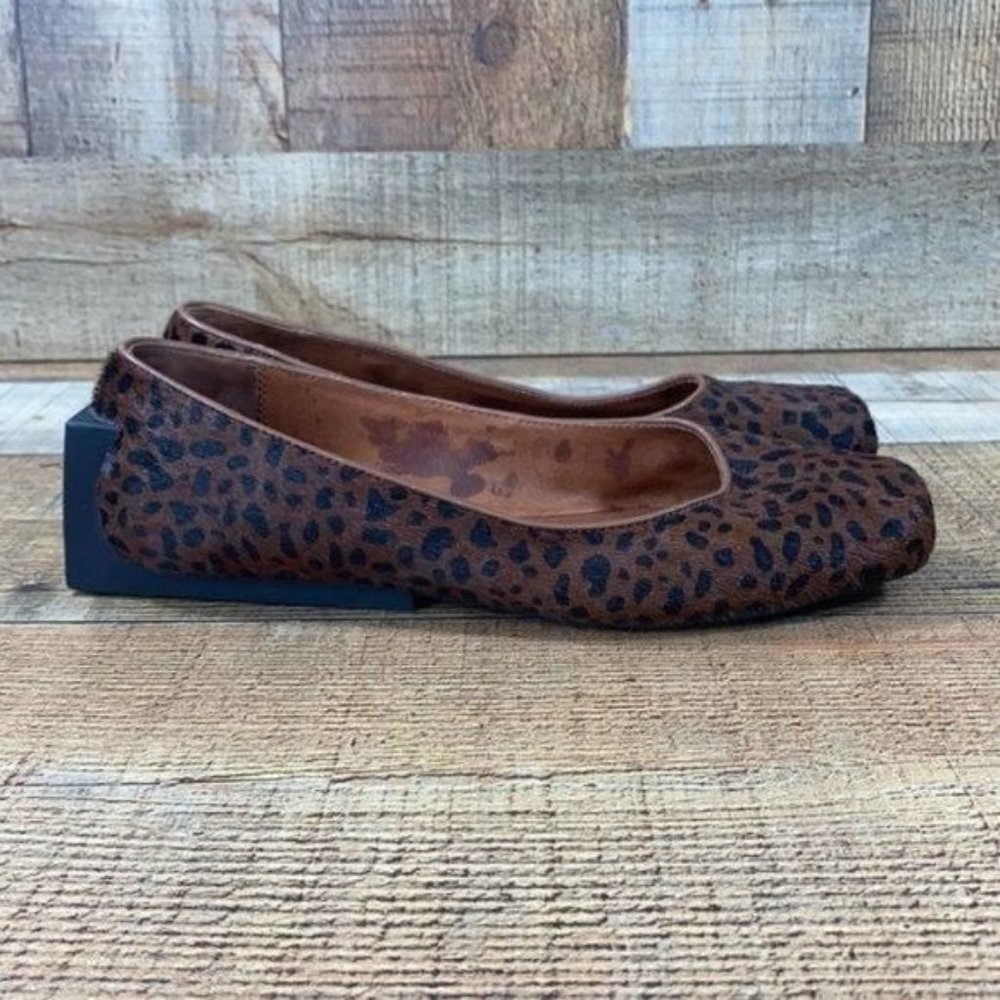 United Nude Brown Leather Calf Hair Spotted Slip On Shoes Womens 38 Loafer Flats